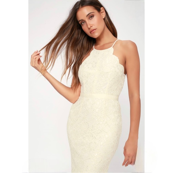 NWT Gorgeous Lulus Zenith Cream Lace Gown Size M - Picture 5 of 15
